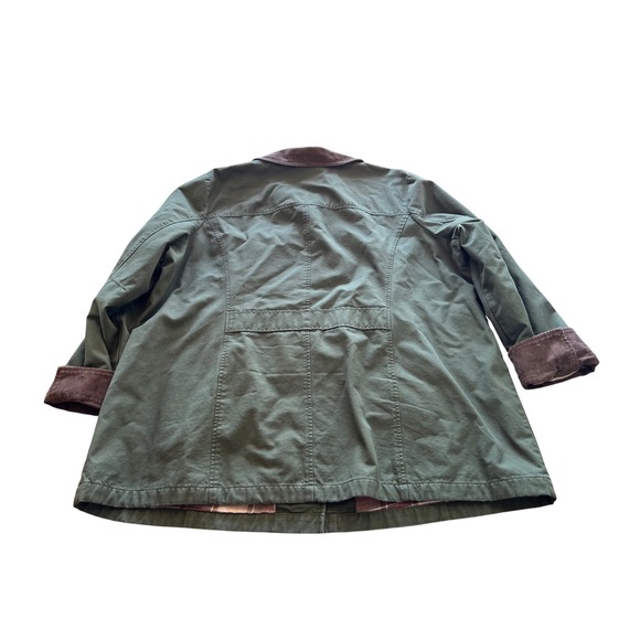LL Bean Adirondack Barn Coat Loden Green Flannel Lined Cotton Jacket 3X NWT - Picture 4 of 15